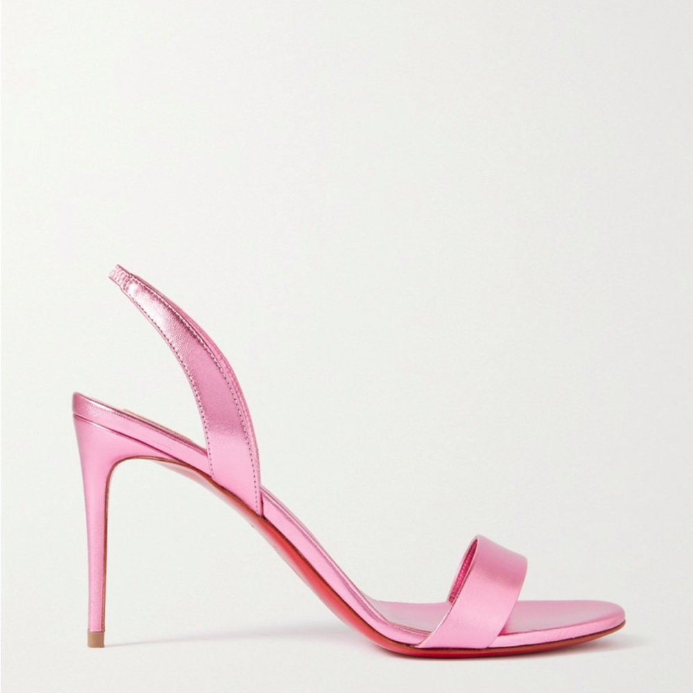 Chrisitan Louboutin O Marilyn Pink Metallic Sling Back Strappy Sandals Size 37.5